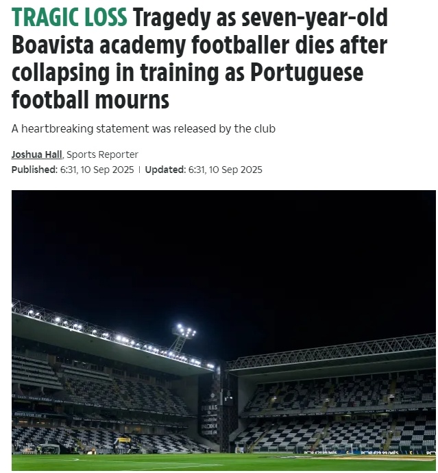 R.I.P.博阿维斯塔一青训小球员训练时心肺骤停不幸去世,年仅7岁